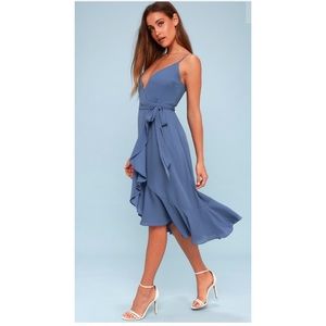 Lulus Manhattan midi blue dress